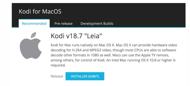 kodi install for mac